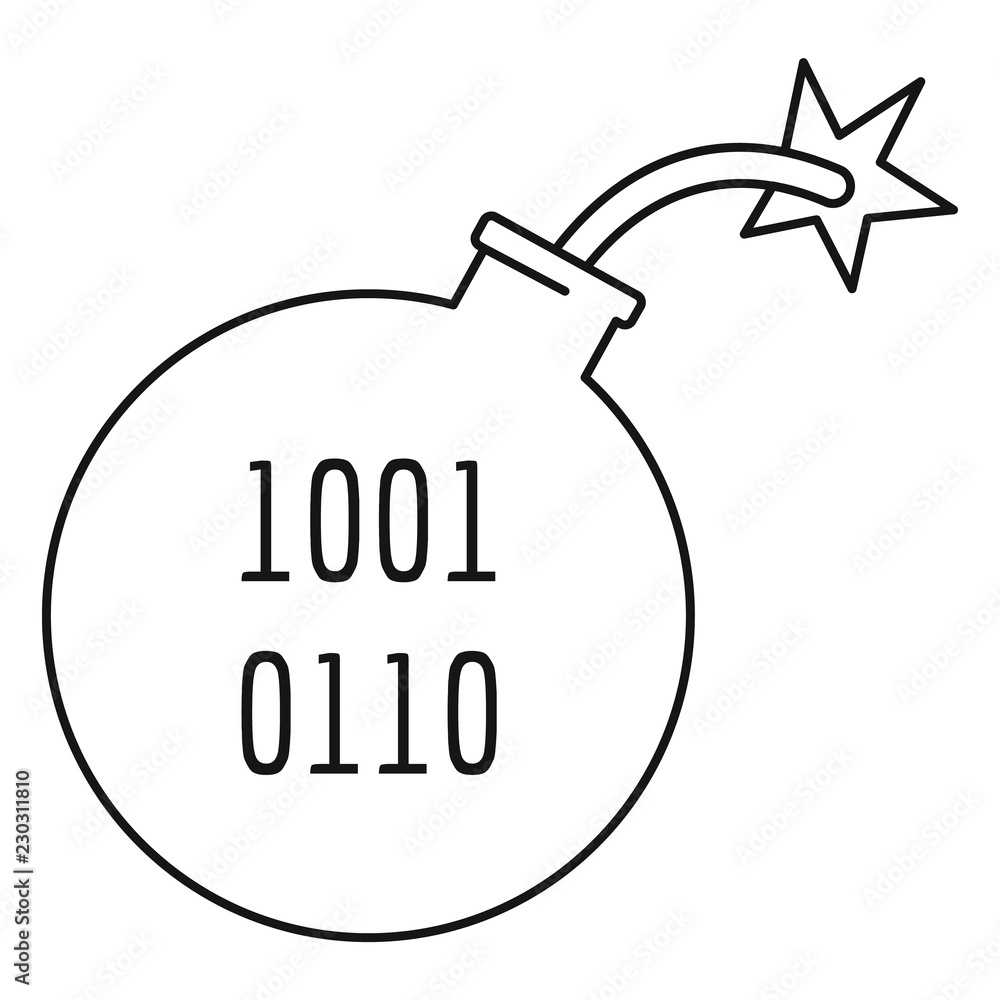 Poster computer virus bomb icon. outline illustration of computer virus bomb vector icon for web design iso
