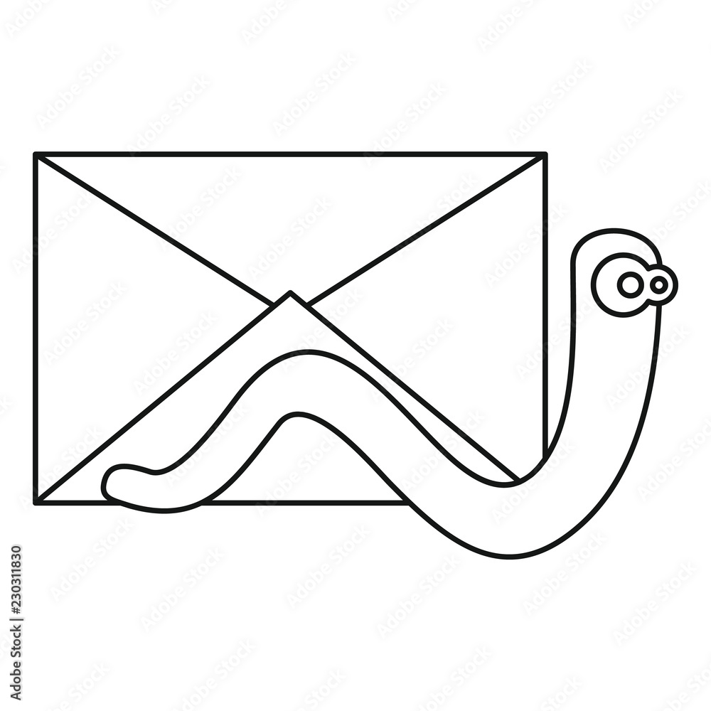 Poster mail virus worm icon. outline illustration of mail virus worm vector icon for web design isolated on