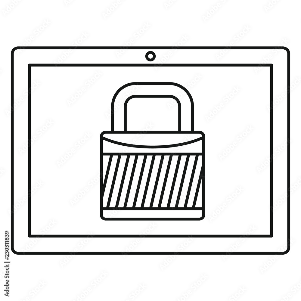 Poster protected tablet icon. outline illustration of protected tablet vector icon for web design isolated 