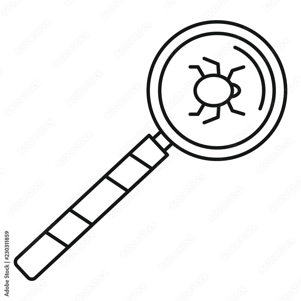 Poster magnify glass computer virus icon. outline illustration of magnify glass computer virus vector icon 