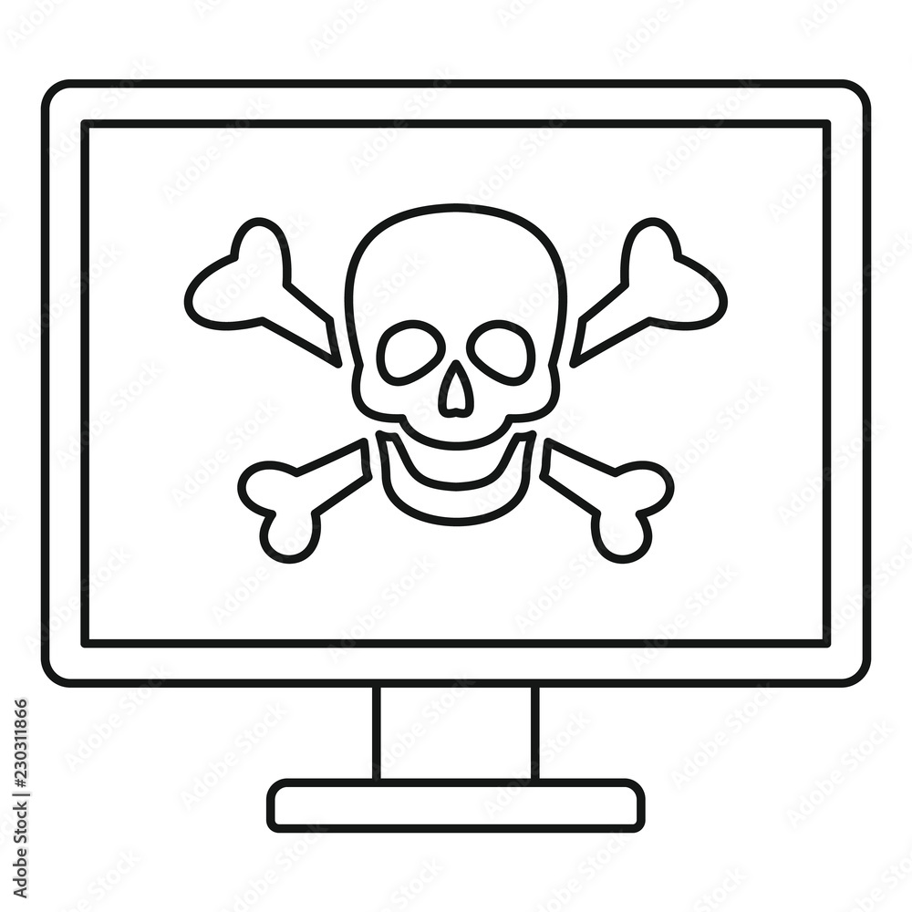 Poster computer virus attack icon. outline illustration of computer virus attack vector icon for web design