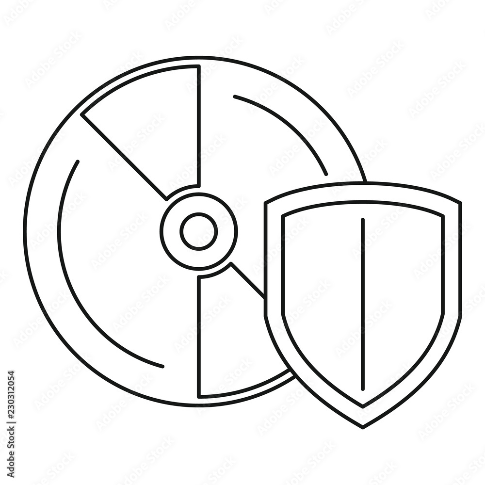 Poster secured cd disk icon. outline illustration of secured cd disk vector icon for web design isolated on
