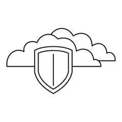 Secured cloud data icon. Outline illustration of secured cloud data vector icon for web design isolated on white background