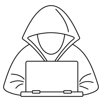 recommend clip art: Hacker laptop icon. Outline illustration of hacker laptop vector icon for web design isolated on white background