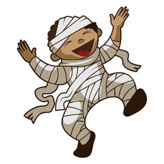 Happy kid mummy icon. Cartoon of happy kid mummy vector icon for web design