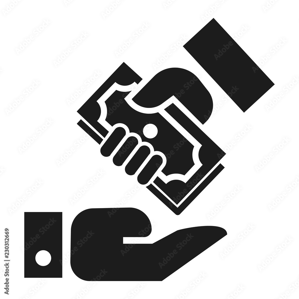 Poster hand give bribery money icon. simple illustration of hand give bribery money vector icon for web des