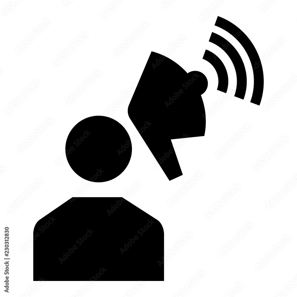 Poster man megaphone icon. simple illustration of man megaphone vector icon for web design isolated on whit