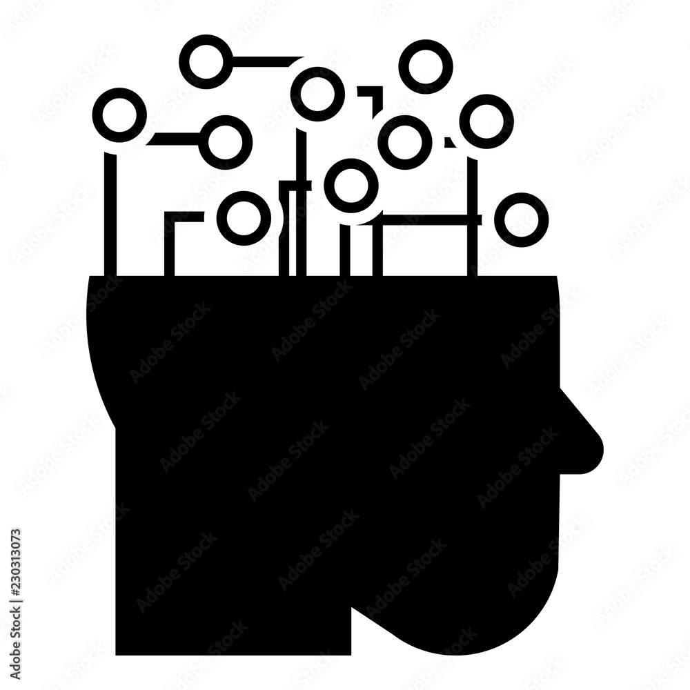 Aufkleber smart brain mind icon. simple illustration of smart brain mind vector icon for web design isolated o