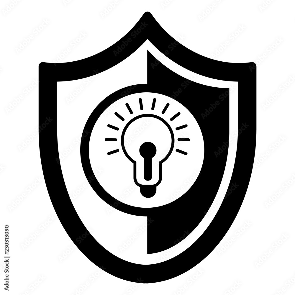 Poster bulb shield icon. simple illustration of bulb shield vector icon for web design isolated on white ba