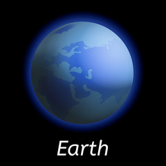 Earth planet icon. Realistic illustration of earth planet vector icon for web design