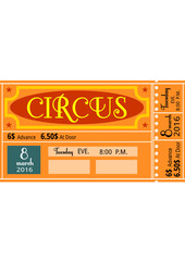 circus tiscket concept admit coupon bright, orange, control