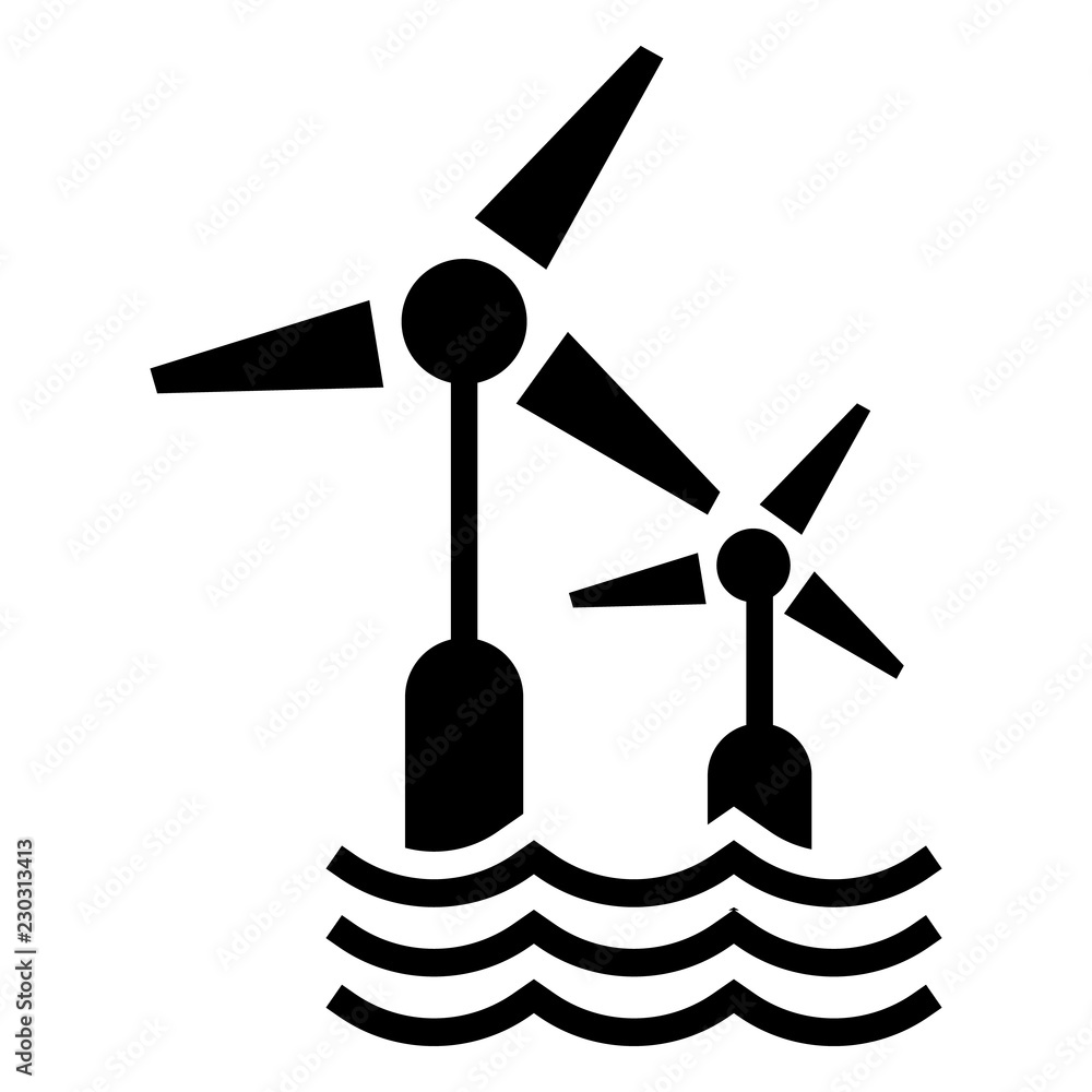 Poster wind wave turbine icon. simple illustration of wind wave turbine vector icon for web design isolated