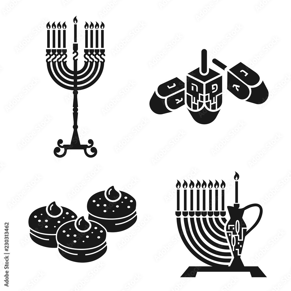 Poster hanukkah icon set. simple set of hanukkah vector icons for web design on white background