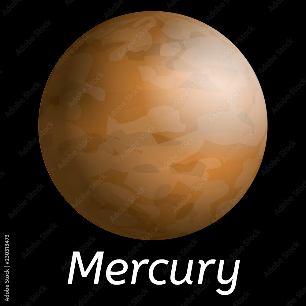 Poster mercury planet icon. realistic illustration of mercury planet vector icon for web design