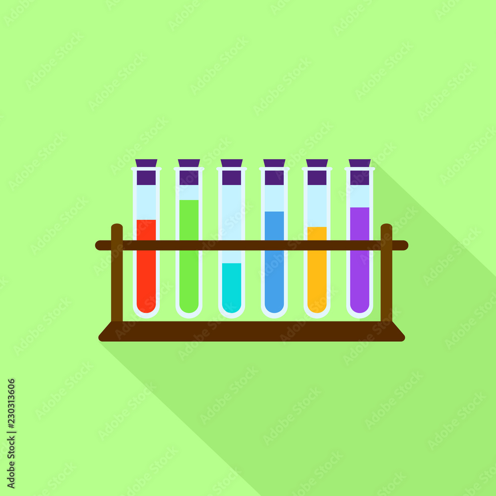 Poster test tubes on stand icon. flat illustration of test tubes on stand vector icon for web design