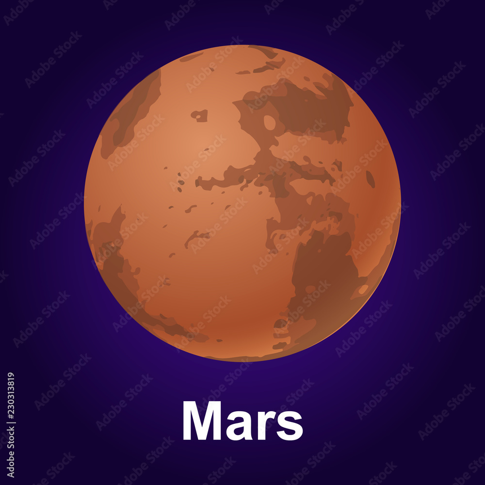 Poster mars planet icon. isometric of mars planet vector icon for web design