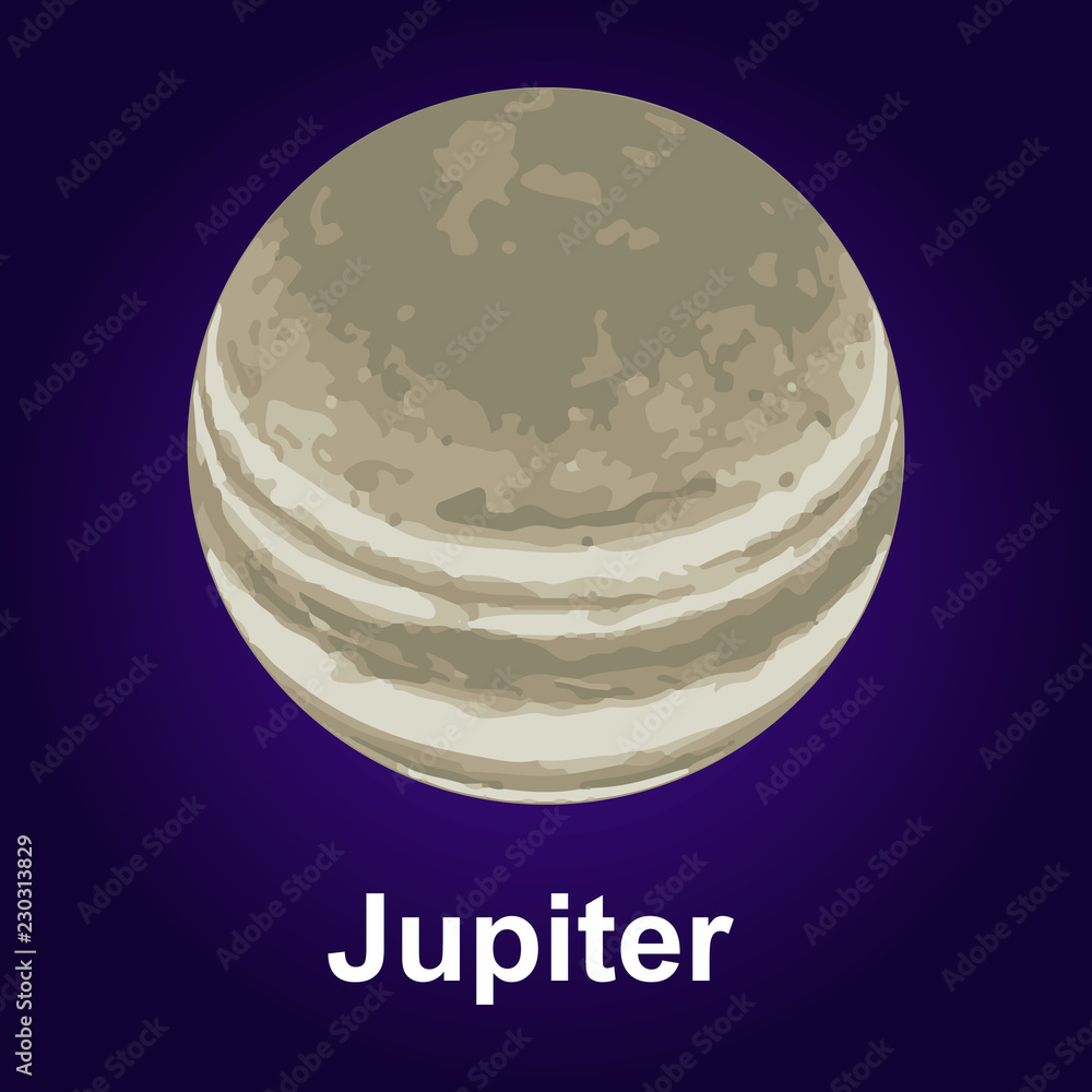 Poster jupiter planet icon. isometric of jupiter planet vector icon for web design
