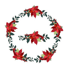 wreath with traditional Christmas plants