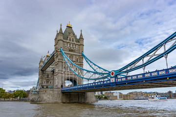 Details of Tower Bridge on Thames river in London, UK