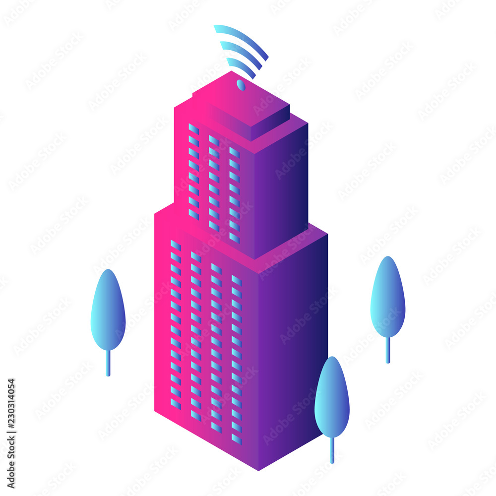Poster intelligent building icon. isometric of intelligent building vector icon for web design isolated on 