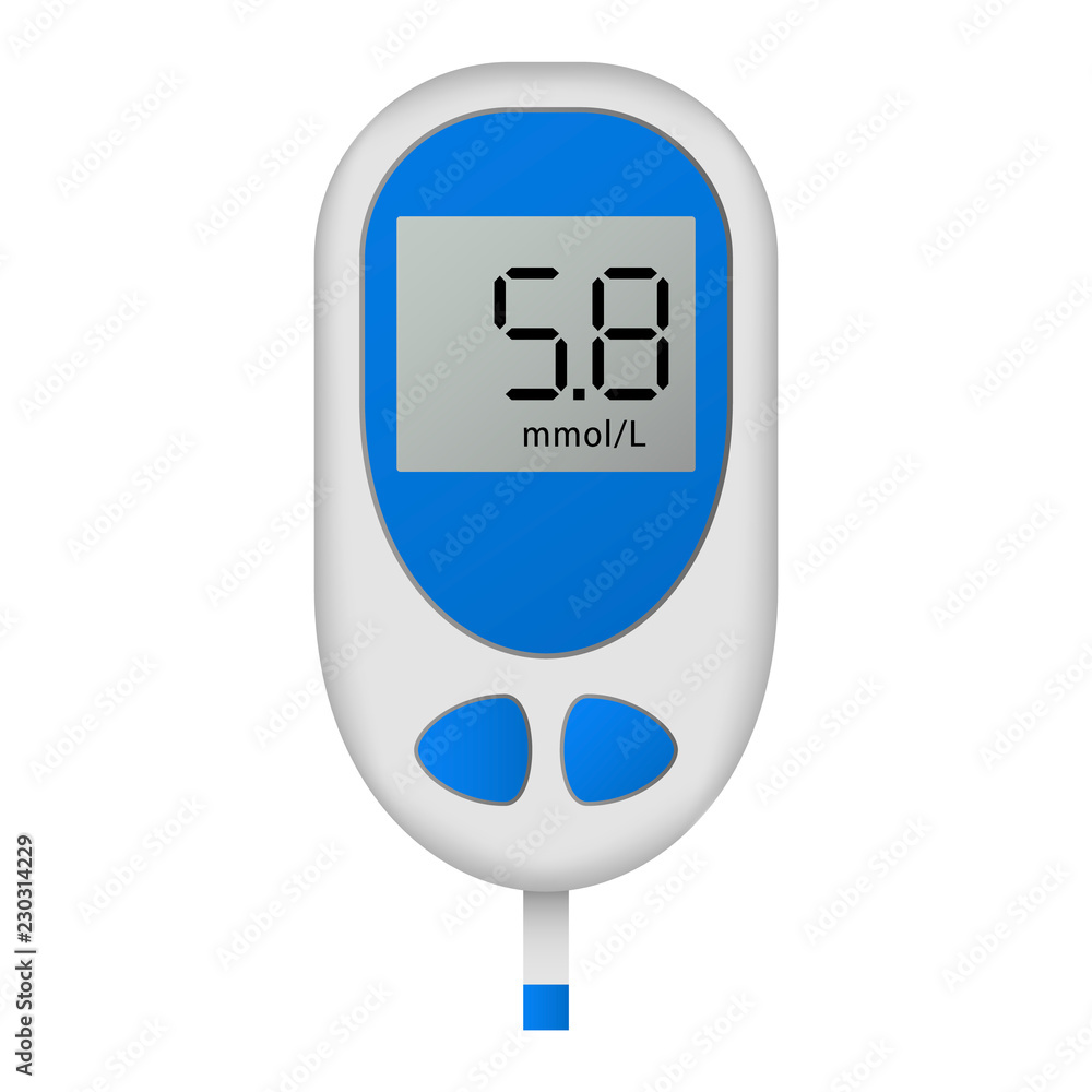 Poster glucometer icon. realistic illustration of glucometer vector icon for web design isolated on white b
