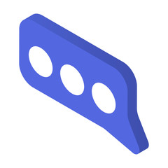 Blue chat bubble icon. Isometric of blue chat bubble vector icon for web design isolated on white background
