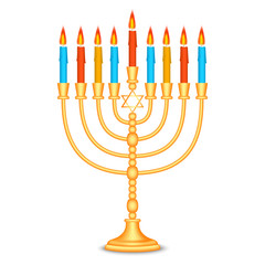 Jewish candle stand icon. Realistic illustration of jewish candle stand vector icon for web design isolated on white background