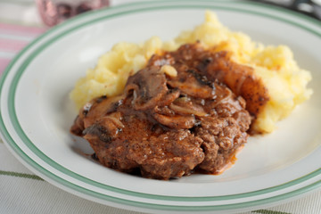 Salisbury steak with mashed potato