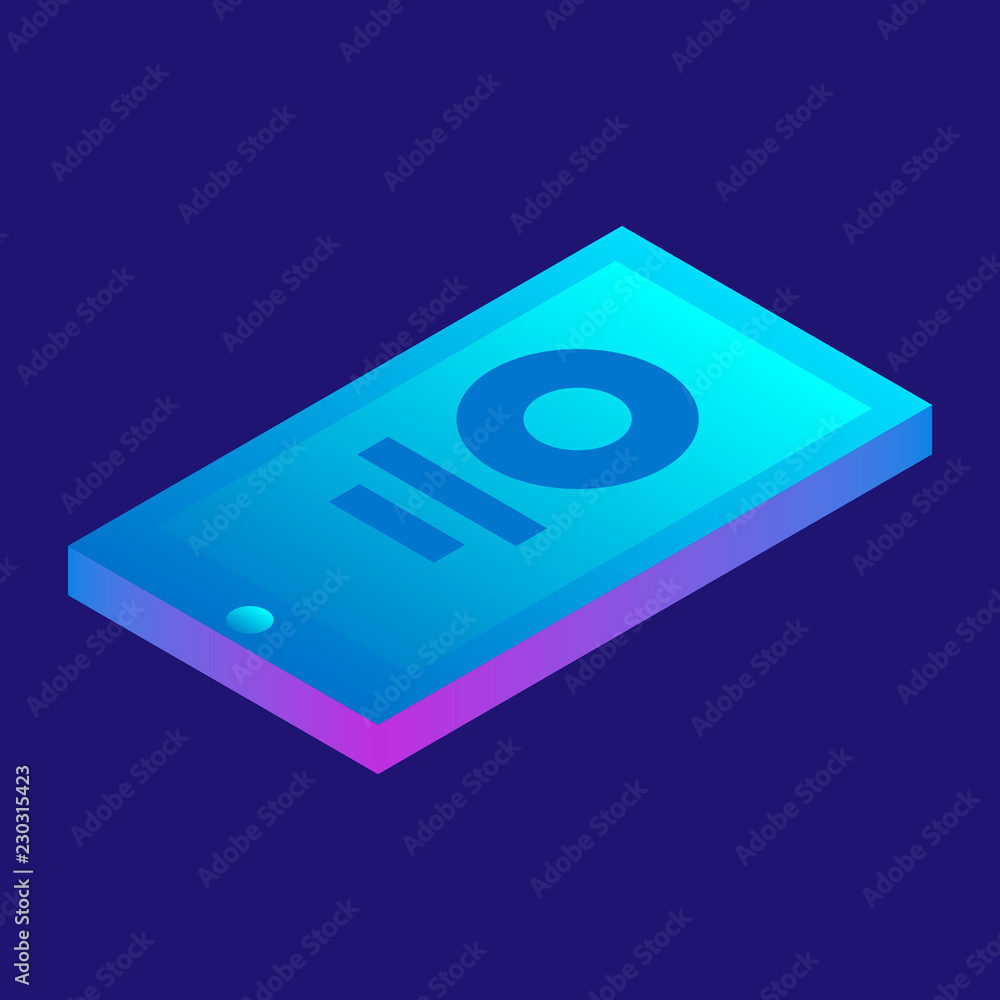 Poster smartphone icon. isometric of smartphone vector icon for web design isolated on white background