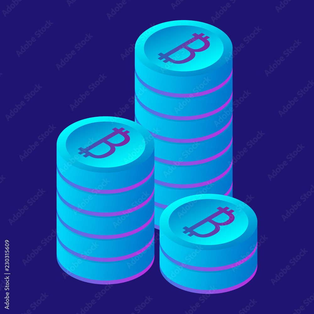 Poster bitcoin stack icon. isometric of bitcoin stack vector icon for web design isolated on white backgrou
