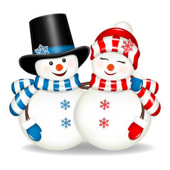 Christmas snowman, isolated on white background.