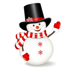 Snowman isolated on white bacground.