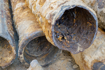 pipes clogged with sediment rust