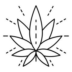 Eco cannabis leaf logo. Outline eco cannabis leaf vector logo for web design isolated on white background