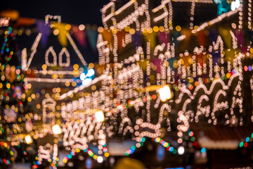Abstract background with blurred christmas fair in Moscow city