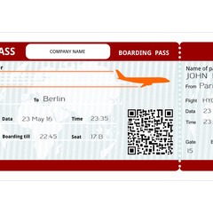 airline ticket passenger name aero-plane coupon bar-code coupon tickets paper document aircraft 