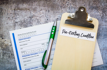 Pre-Existing Condition healthcare concept, flat lay