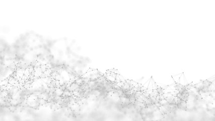 Abstract white futuristic background. White background. connecting dots and lines on white background. 4k rendering.