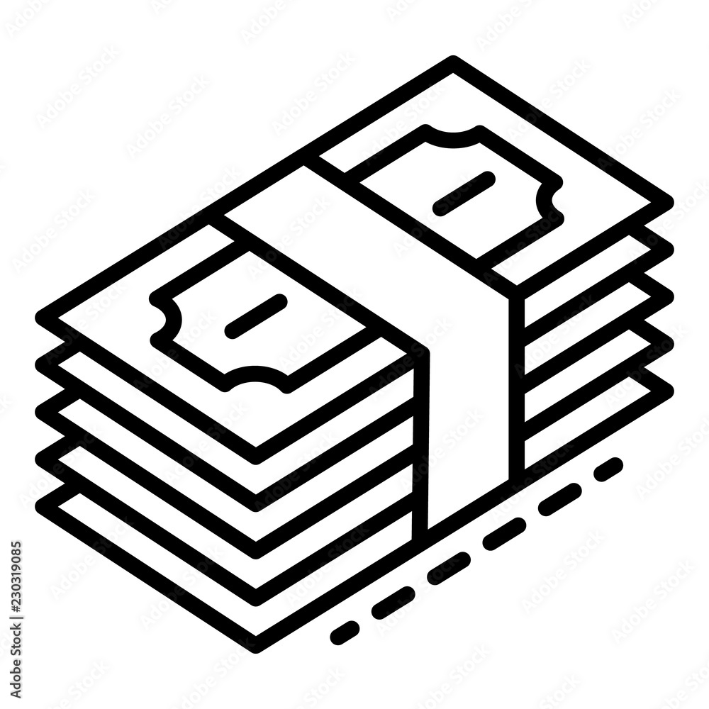 Poster dollar money stack icon. outline dollar money stack vector icon for web design isolated on white bac