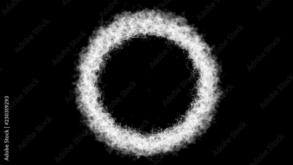 Poster Global network connections with points and lines. Abstract circular background. Futuristic circle. 4k rendering.