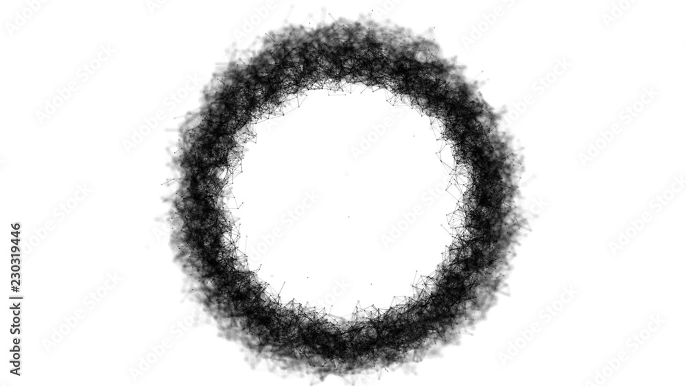 Poster Global network connections with points and lines. Abstract circular background. Futuristic circle. 4k rendering.