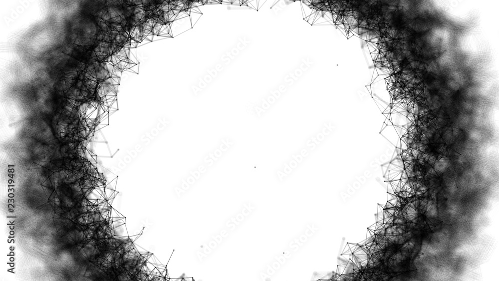 Aufkleber Global network connections with points and lines. Abstract circular background. Futuristic circle. 4k rendering.