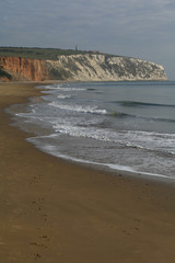 Fototapeta na wymiar Yaverland beach and cliffs, Isle of Wight, England