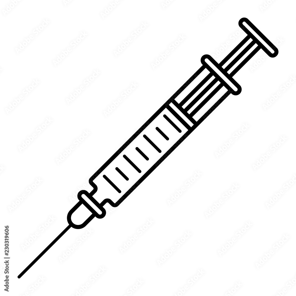 Poster vaccine syringe icon. outline vaccine syringe vector icon for web design isolated on white backgroun
