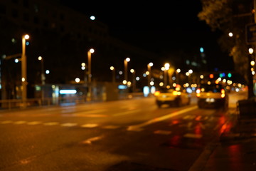 Street of Barcelona at night. Spain