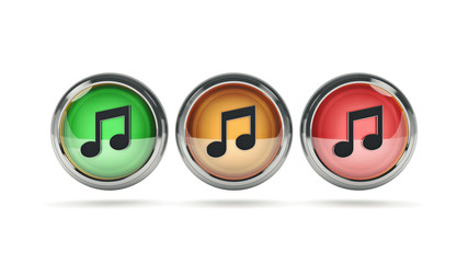 Music glossy icon. 3d rendering