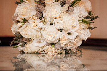 White roses wedding bouquet