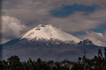 Snow in Cotopaxi volcano closeup in Ecuador South America