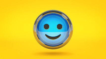 glossy icon, Smiley. 3d rendering