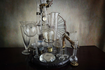 steampunk alambicco provette dello scienziato
